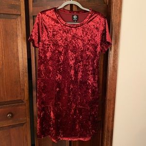Bobeau Red velvet dress with pockets